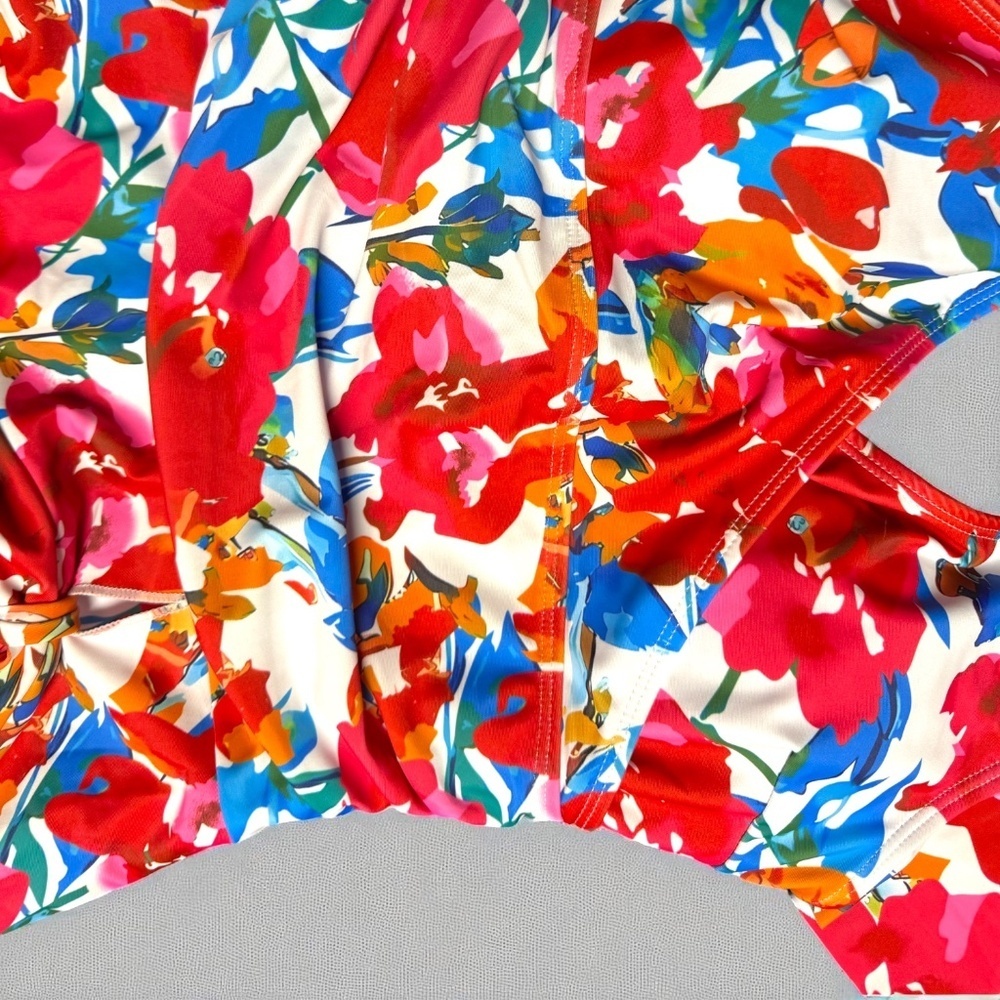 Colorful Floral Swimdress Medium NWOT Tummy Control One Piece Swimwear - Picture 10 of 12